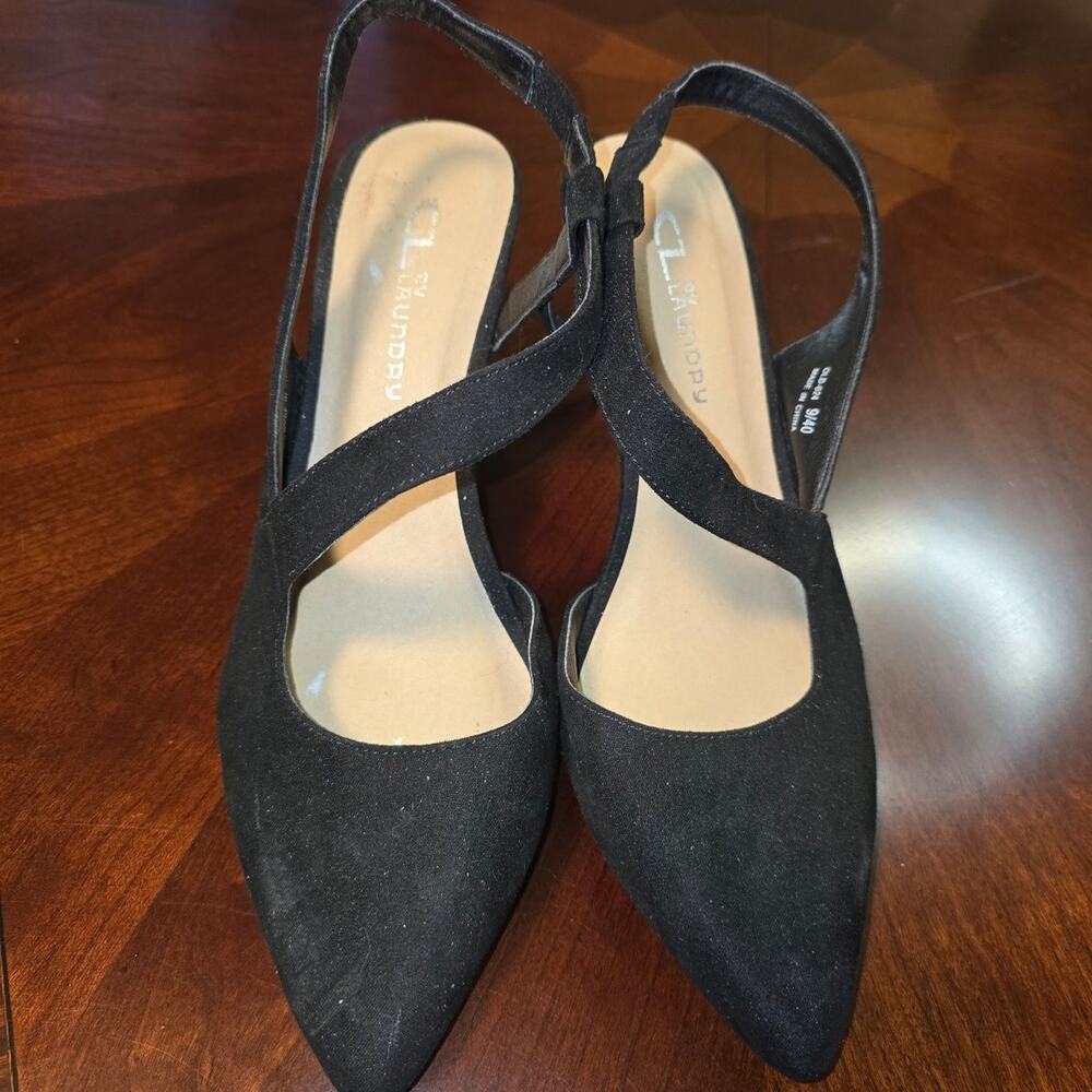 CL by Laundry Black Suede Slingback Heels size 9